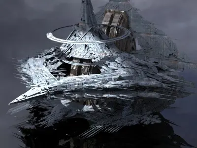 Frozen Ice shard Mountain elite bay 4  Low-poly 3D model