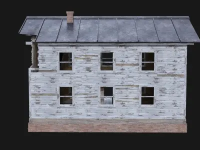 HOUSE BUILDING POSTAPO POST APO DESTROYED WOODEN OLD RUIN CITY Low-poly 3D model