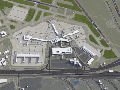 Cleveland - Hopkins International Airport - CLE Low-poly 3D model