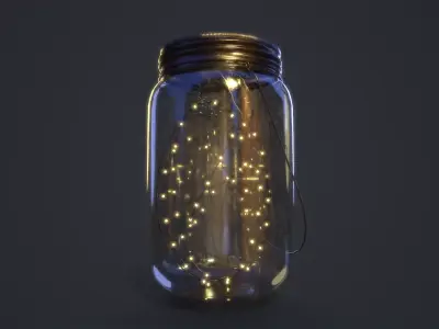 Mason Jar LED Lantern Low-poly 3D model