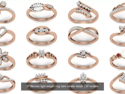 37 Women light weight ring 3dm render detail  3D Model Pack