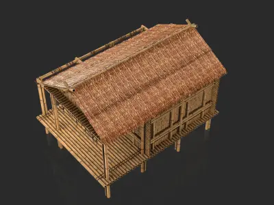 Bamboo House 3 - Jungle Hut 3D model