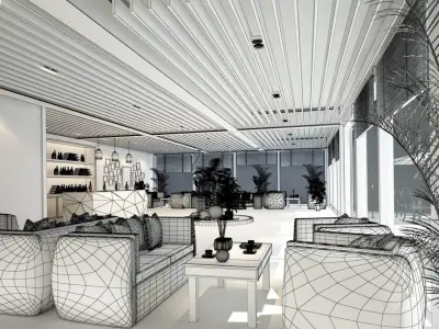 Business Restaurant - Coffee - Banquet  166 3D model