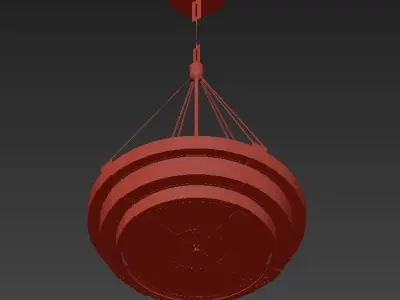 Chandelier modern pendant light in brass and glass 3D model