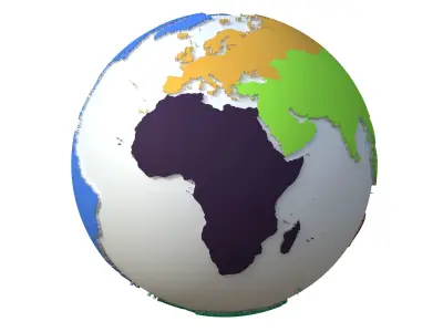  Earth Continents Globe Low-poly 3D model