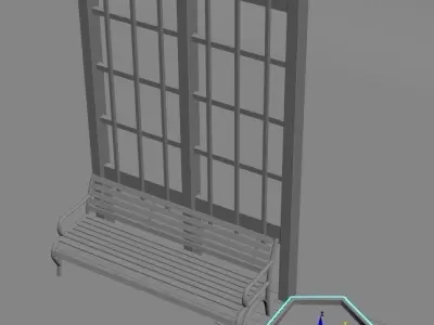 Park bench 3D model 7