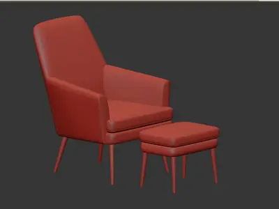 Chisa High grey upholstered armchair with footrest Actona 3D model