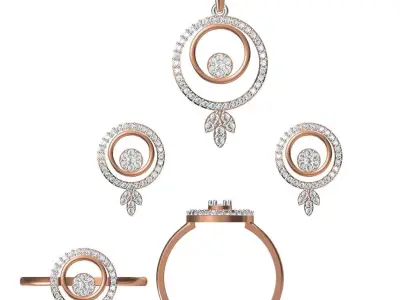 Light wt Ring Earrings Pendant set 3dm stl 1-render details 3D print model 31
