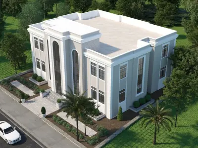 Classic villa corona with 3d grass 3D model