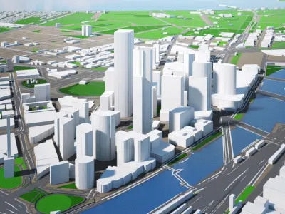 Melbourne City And Surroundings Australia Low Poly VR AR   Low-poly 3D model