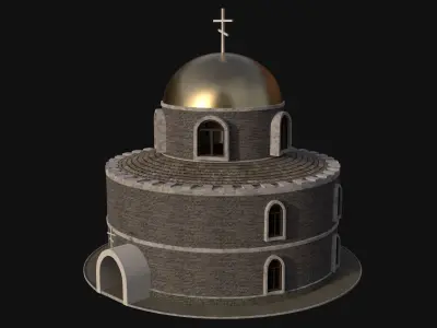  Soviet church Low-poly 3D model