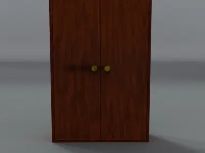 Cupboard wooden cabinet with two doors Free low-poly 3D model