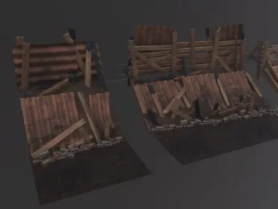Barricades Game Assets Low-poly 3D model