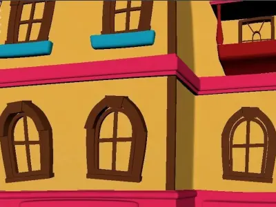 Cartoon Town House Building 3D Model Low-poly 3D model Low-poly 3D model