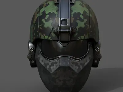 Helmet scifi military combat 3d futuristic technology  Low-poly 3D model