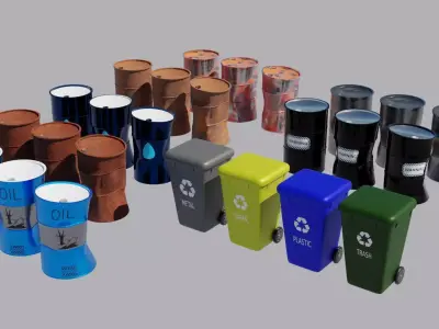 Barrel and Garbage 3D models 3D Model Pack