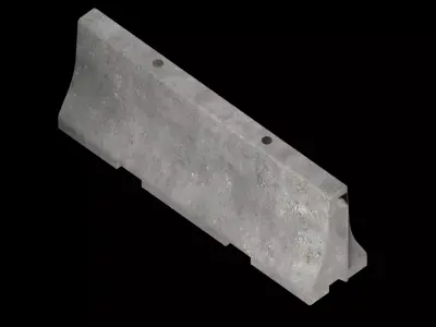 Concrete roadblock barricade Low-poly 3D model