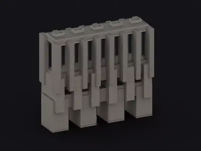 Brutalist Building 01 Low-poly 3D model