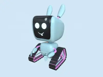 Cute Robot 06 Pink Blue - Character Design Fashion Low-poly 3D model
