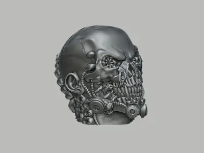 Robot Skull Headphone Stand Cyborg Headset Stand 3D print model get