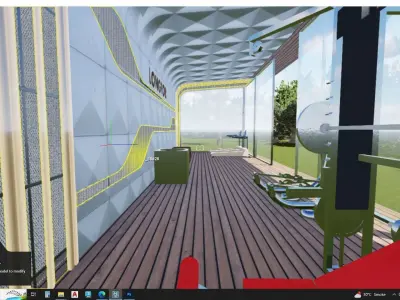 Outdoor gym area in glass conservatory 3D model