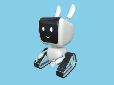 Cute Robot 01 - White 04 Faces - Character Design Fashion Low-poly 3D model