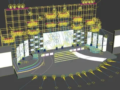 Stage party concert fashion catwalk T station  58 3D model