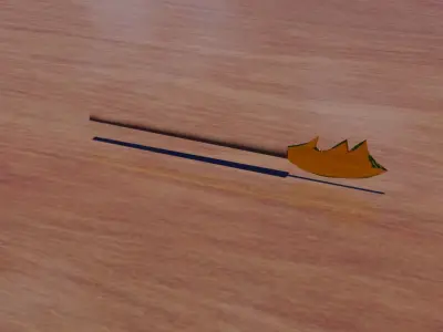 Long sword with golden blade and wooden hilt Free low-poly 3D model