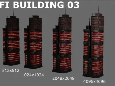 SciFi Cyberpunk Building 03 Low-poly 3D model