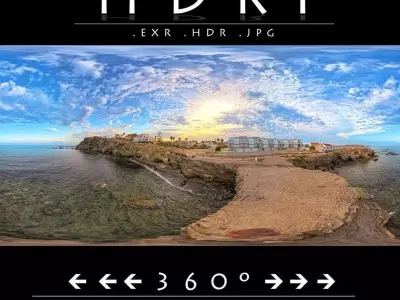 Sunset Coastal HDRI 8K Low-poly 3D model