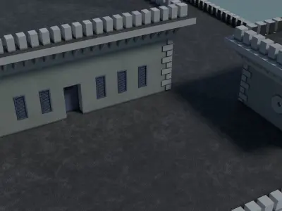Reichsbahn Berlin Castle Concrete 2 Low-poly 3D model