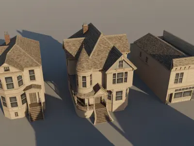 American Queen Anne Houses - Classic US Pack Low-poly 3D model