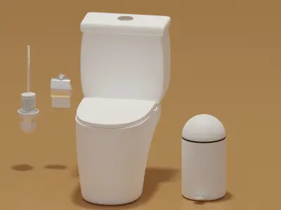 Toilet Toilet Brush Toilet Paper 3D model