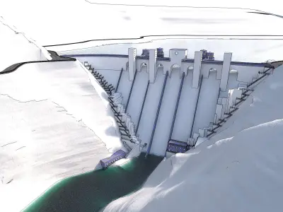 Dams construction river 3D model