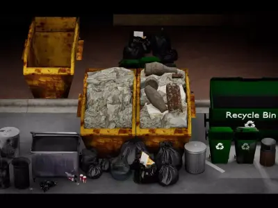 Black Plastic Garbage Bag - Game Ready -Unity Prefabs Included Low-poly 3D model