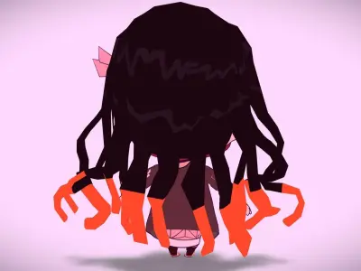 Nezuko chibi from Kimetsu no yaiba Low-poly 3D model