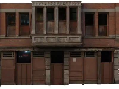 Derelict Wall-9 Low-poly 3D model