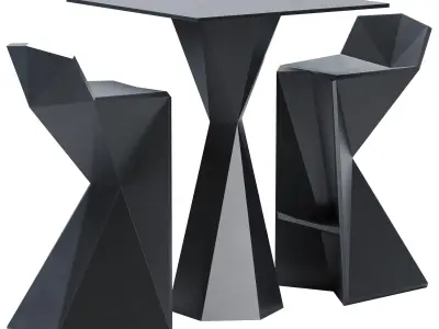 Vertex Bar Table and Stool Low-poly 3D model