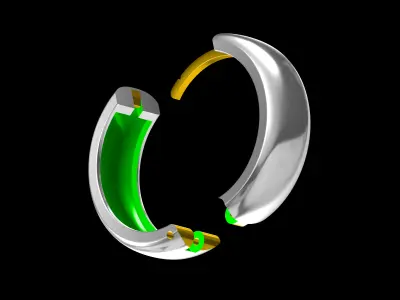 ultra light Women Diamond Huggie Earring Jewelcad Render 6 model 3D print model