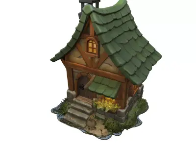 Whimsical Stylized Cottage 3D model