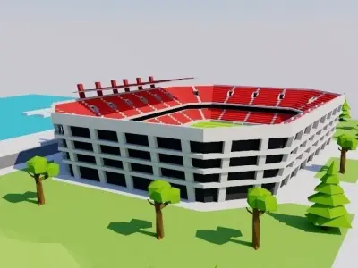 Simple Poly big Stadium Invented Low-poly 3D model