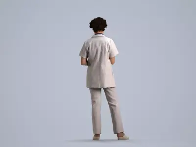 00163Lynn003 - Adult Caucasian woman standing in architectural 3D model