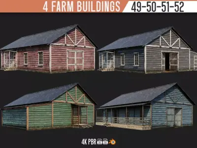 49-50-51-52 - Farm Buildings 4K PBR GameReady Low-poly 3D model