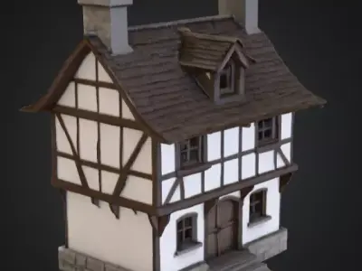Medieval Tudor Style House Low-poly 3D model
