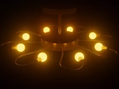 Flower Design 8 Figure Chandelier Ceiling Light 3D model