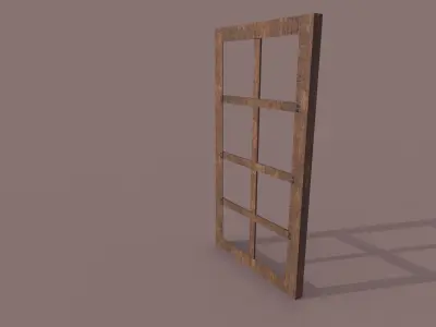 Realistic Wooden Window Frame with Dust Texture Low-poly 3D model