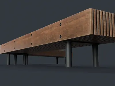 Modern Outdoor Bench 55 PBR Game Ready Low-poly 3D model