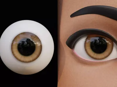 Hazel Pixar-Style Cartoon Eyes Low-poly 3D model