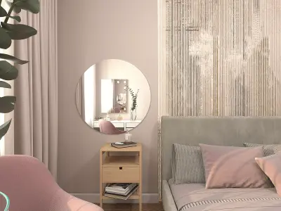 Bedroom2 bedroom with furniture and mirror 3D model