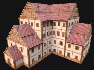 Medieval High Rise House 4 Floors  Low-poly 3D model